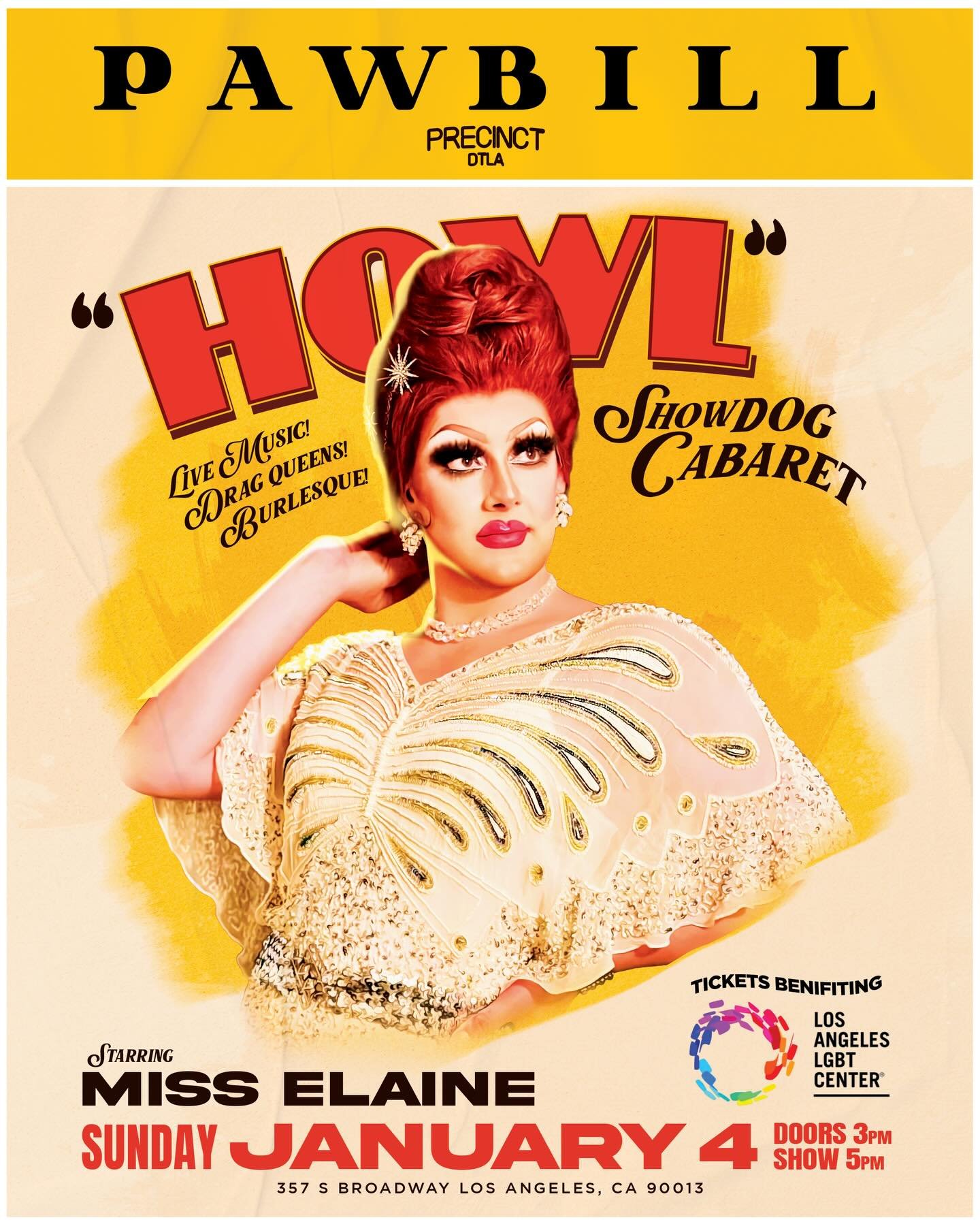 We&rsquo;ve added more table seating!! Ticket link in bio! 

Join us THIS SUNDAY at @precinctdtla for HOWL Showdog Cabaret, featuring @its_miss_elaine @planet.hann @pinkie_the_pup and many many more! 

ticket sales and donations go to @lalgbtcenter