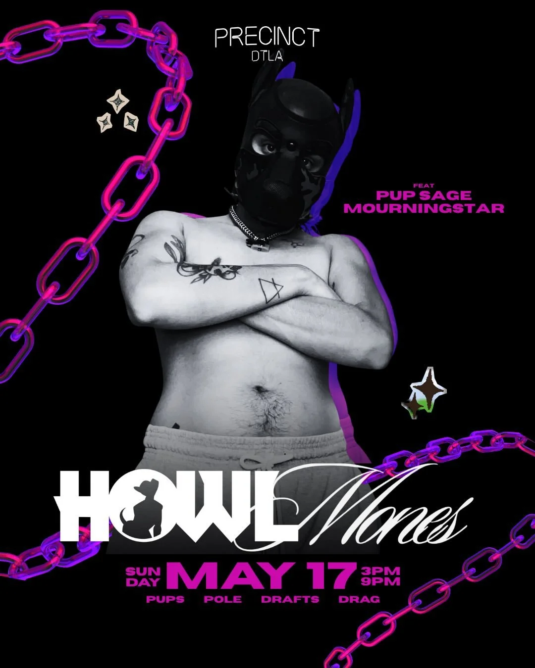 It&rsquo;s almost time! Join this good boy and gogo on the box @pupsagemourningstar TOMORROW for HowlMones 💕✨

@howldtla and @whxremones_la join forces as pups and pole dancing takes center stage. 

SUNDAY MAY 17th at @precinctdlta 3-9pm. No Cover, 