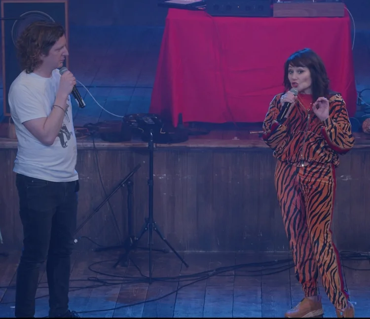 Frances Ruffelle and Steve on stage in Episode 27