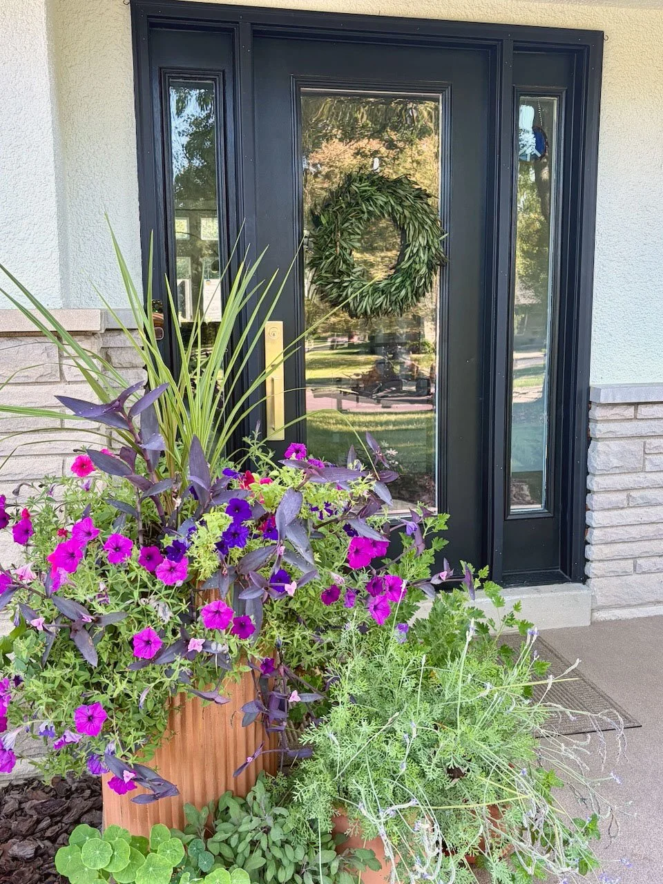 painted black front door from Menards in upper arlington ohio