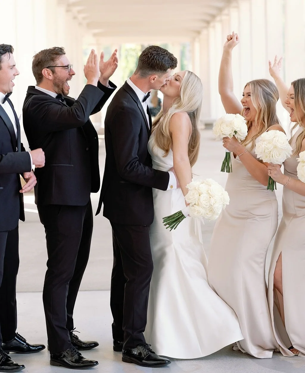 Allison and Kyle&rsquo;s wedding day was the perfect blend of timeless elegance and pure joy. They exchanged vows surrounded by loved ones in a ceremony filled with heartfelt details&ndash;Allison in a sleek gown with a bow-backed train, and Kyle wea