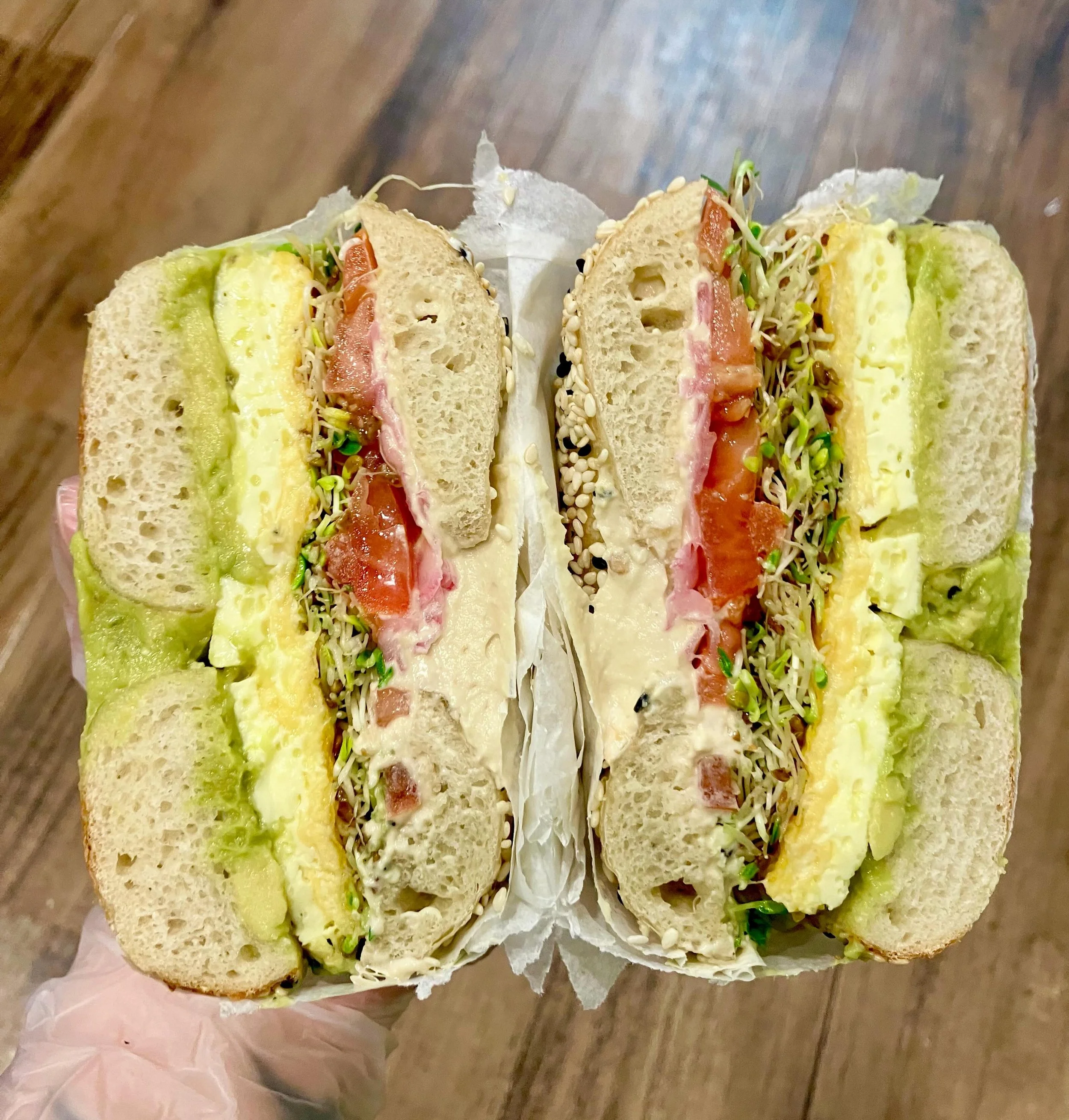 We&rsquo;ve got breakfast covered ☑️ with our Create Your Own line up. 

Sesame bagel, toasted, with avocado, egg, cheddar, sprouts, tomato, house pickled onions, hummus. 

Made from scratch, every day, for you!