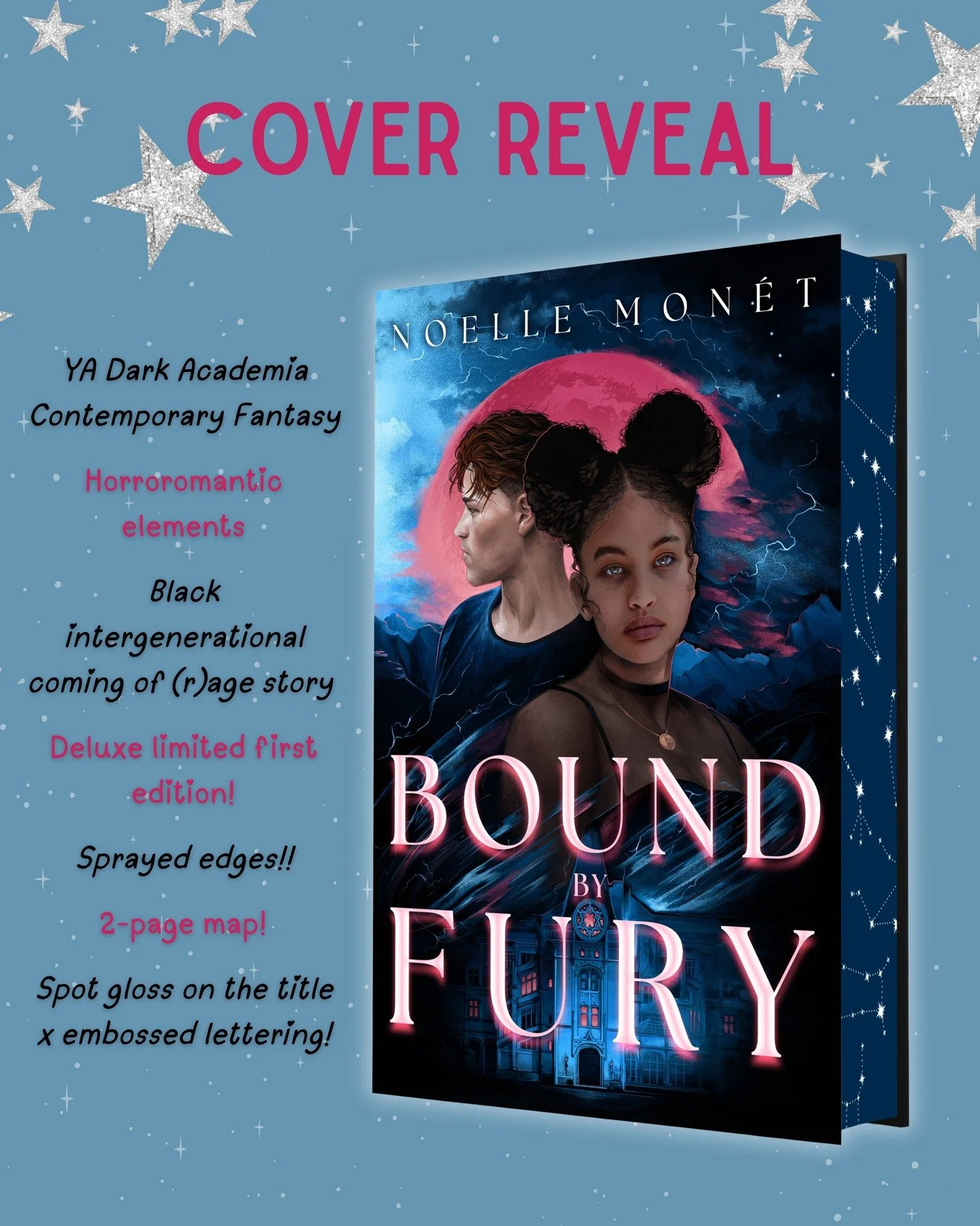 I&rsquo;m so excited to help reveal the STUNNING cover of BOUND BY FURY for my fellow #2026debut @author_noellemonet 

I mean&hellip; look at this book!!!!! Those sprayed edges!!! Plus, it&rsquo;s a deluxe limited first edition!! 🤩🤩🤩

For anyone w