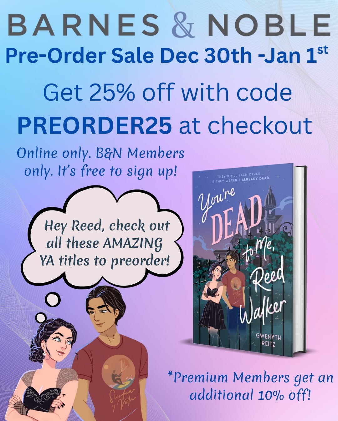 📣Calling all romcom lovers!!📣

@barnesandnoble is running another major preorder sale! Which means it&rsquo;s the perfect time to snatch your copy of YOU&rsquo;RE DEAD TO ME, REED WALKER for 25% off (including print, eBooks, and audiobooks!) It&rsq