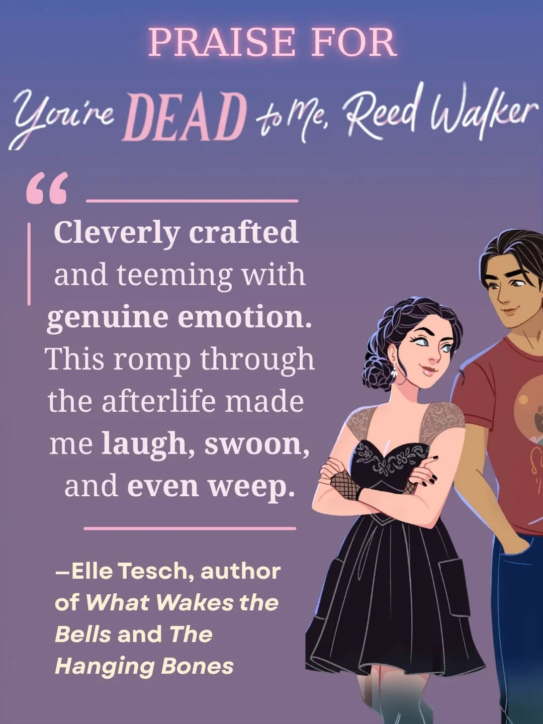 ✨BLURB REVEAL✨ 

With less than two weeks to go, here is another amazing blurb for YOU&rsquo;RE DEAD TO ME, REED WALKER. This one is from my pub day twin @zipitelle !!
 
Elle and I did Author Mentor Match together back in the day, and I&rsquo;ve love