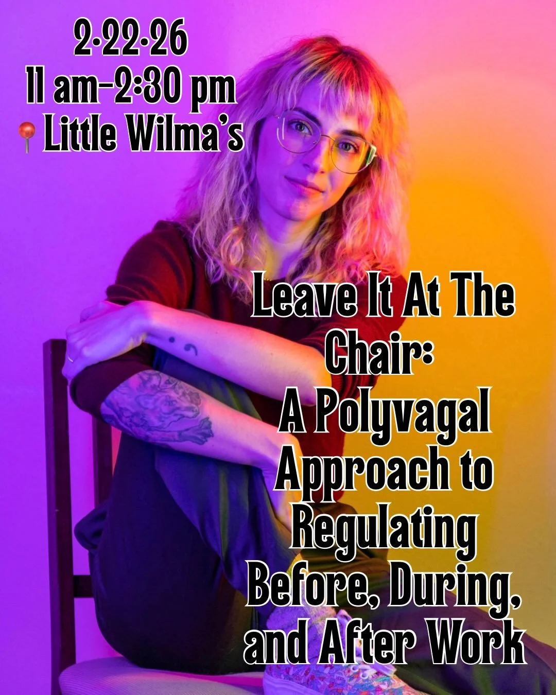 Join us for our first class of 2026! Something a little different, since there&rsquo;s a lot to hold these days. Leave it at the chair- A polyvagal approach to regulating before, during, and after work. 2&bull;22&bull;26 LINK IN BIO FOR TICKETS 💫