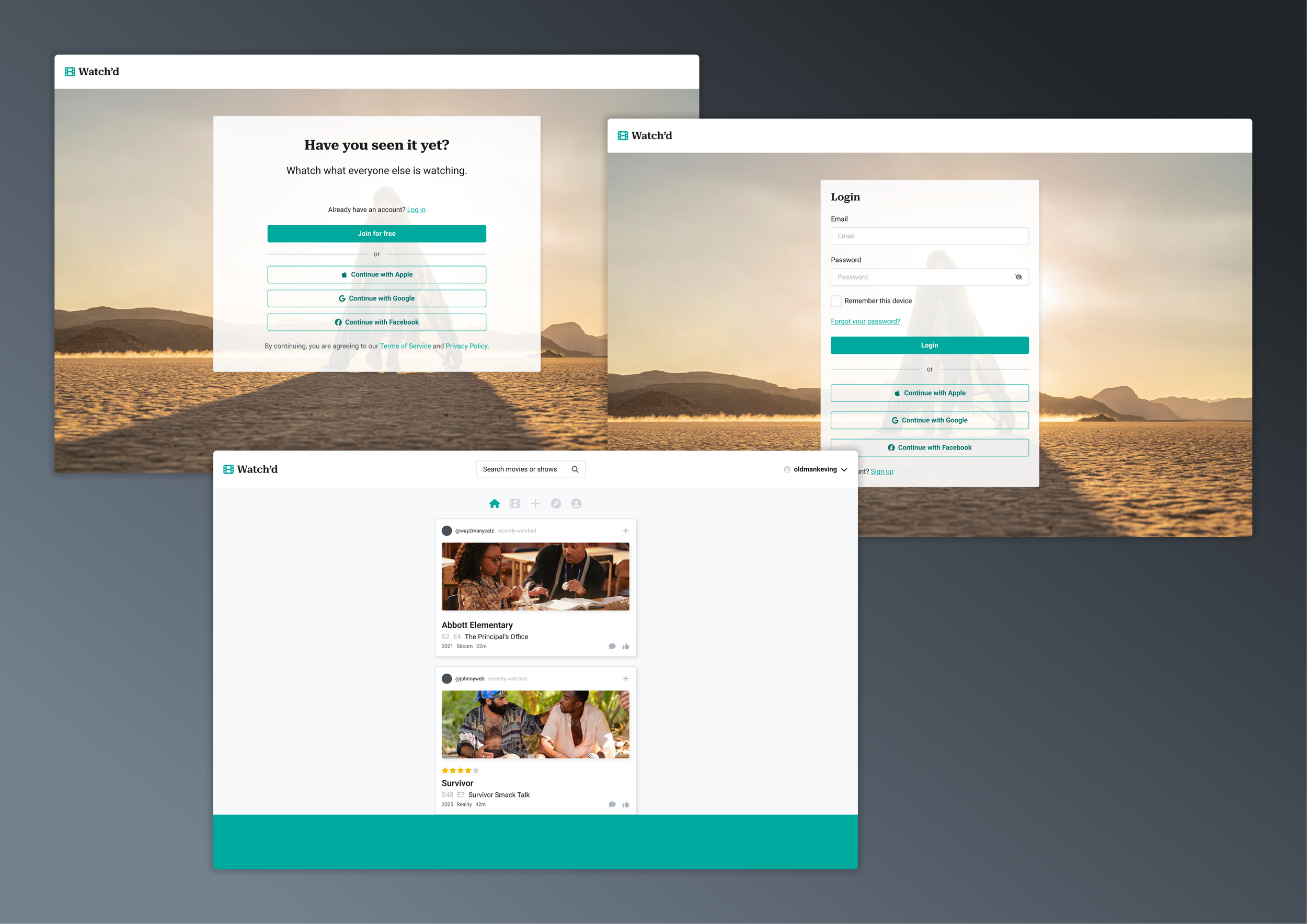 Portoflio - Watch'd Login Desktop Lightmode.png