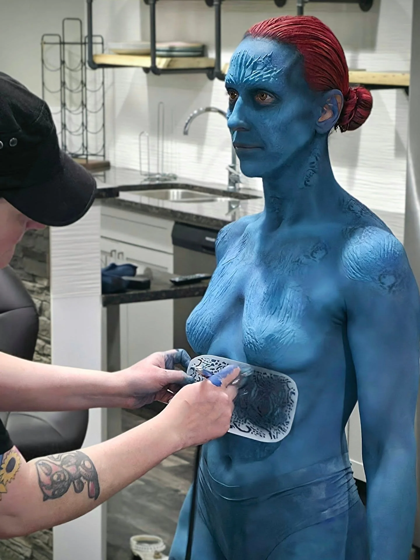 I had the privilege of recreating a look inspired by @rebeccaromijn 's iconic Mystique! What an honor to get to do such a bucket list character! 
I tackled the huge task of sculpting, molding and applying prosthetics to achieve the look just in time 