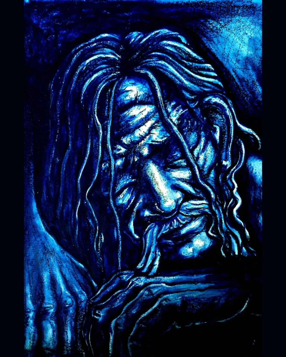 Sysiphus Rising In Iron Blue

Water Soluble Prussian Blue Pastel on Paper
