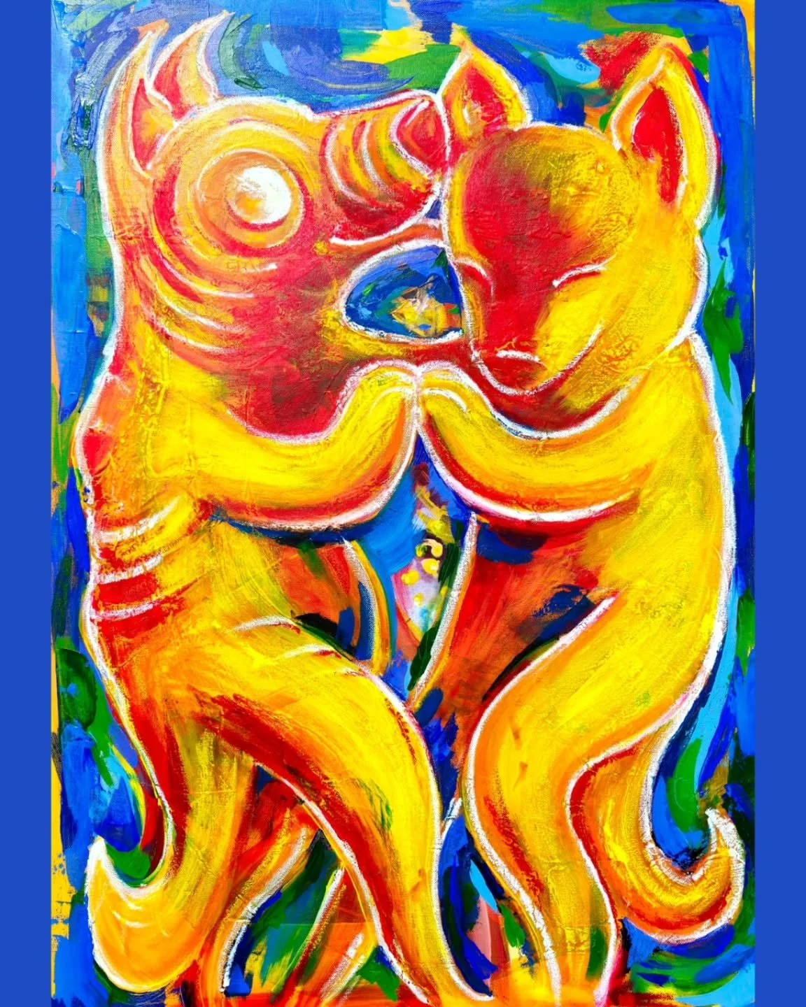 "Los Perritos Bailarines" 

Acrylic on 24x36 Canvas

Completed this commission for @suavesocialclub this week. Their first event is on March 1st at The Carissa in San Luis Obispo! Stop on by for a night of Latin dancing

The two dogs, one o