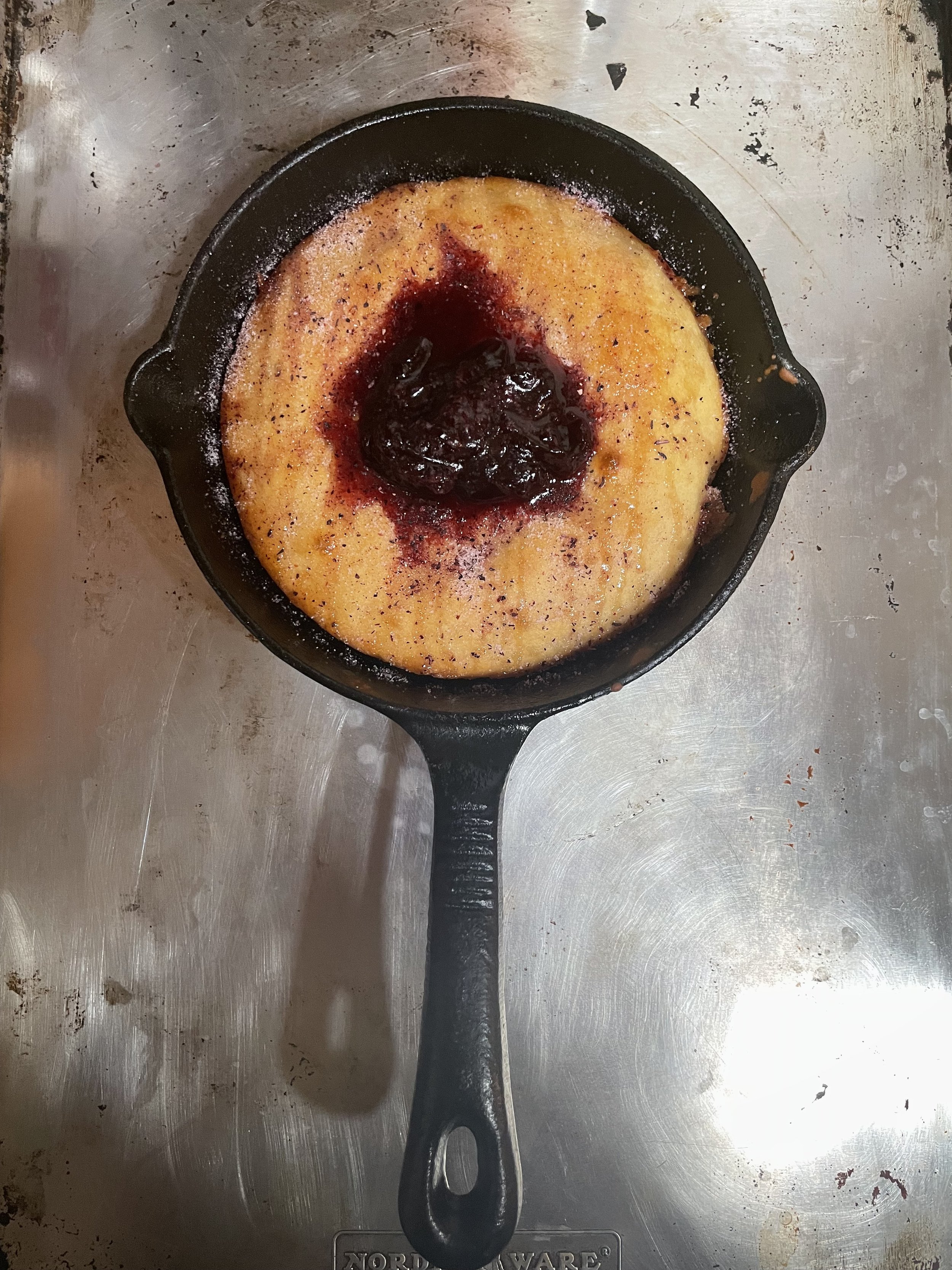 skillet cornbread. balaton cherry and bacon jam. monmouth county new jersey caterer private dining chef near me