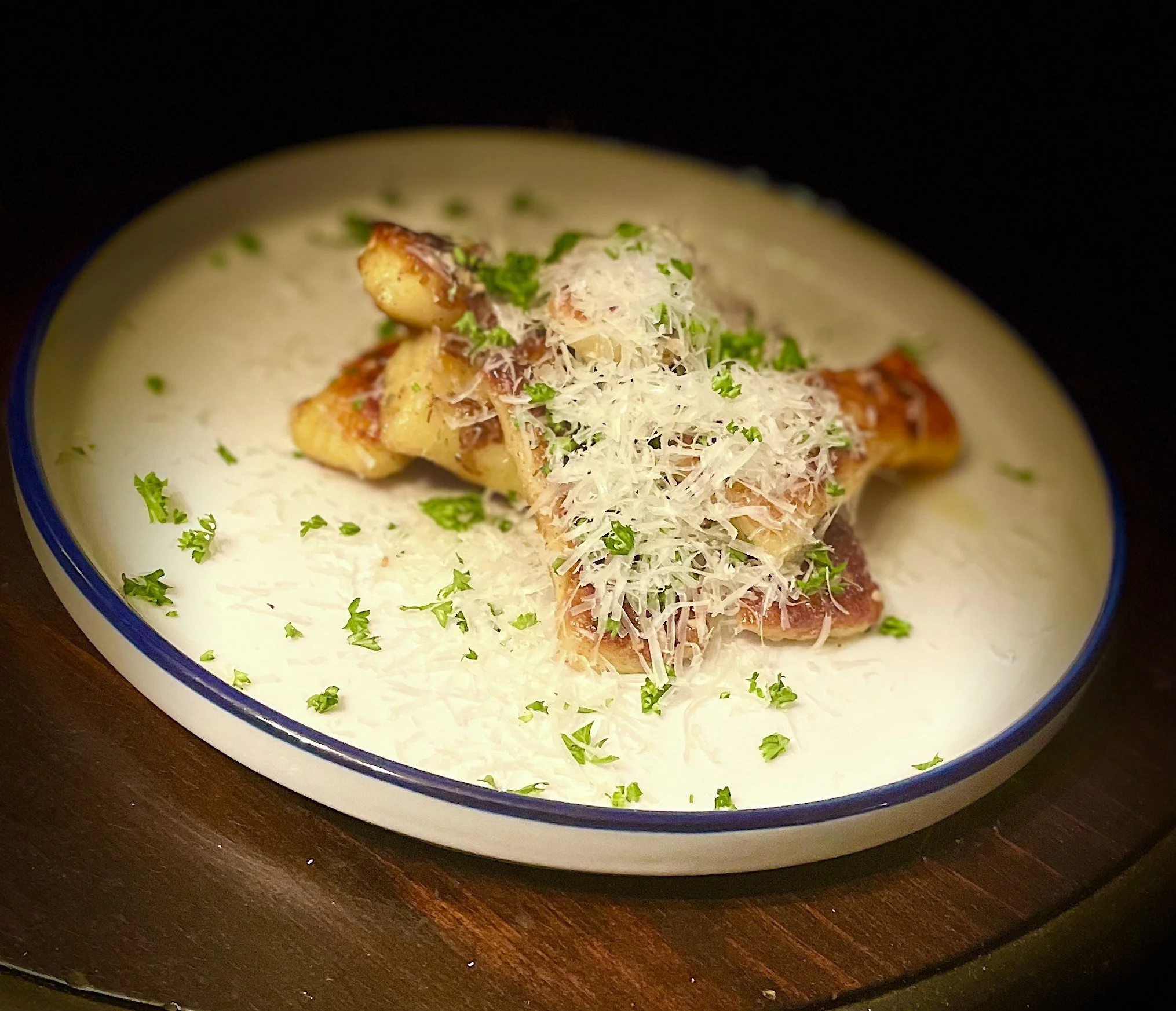 homemade gnocchi lighly fried with parsley 10 month aged parm brown butter monmouth county new jersey caterer private dining chef near me