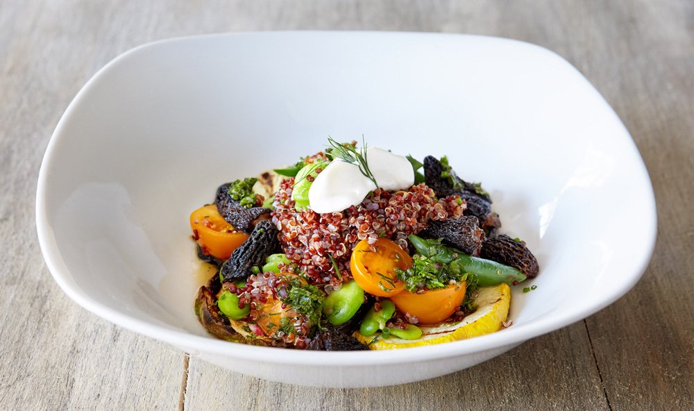 A quinoa and vegetable dish from Hazel Restaurant in Occidental, California