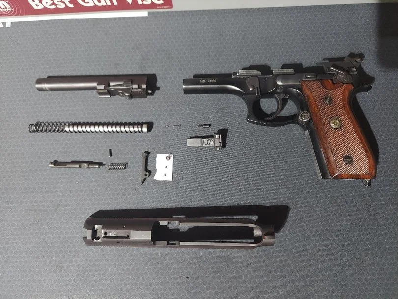 A custom blued SIG 1911-22 after hot bluing was applied.