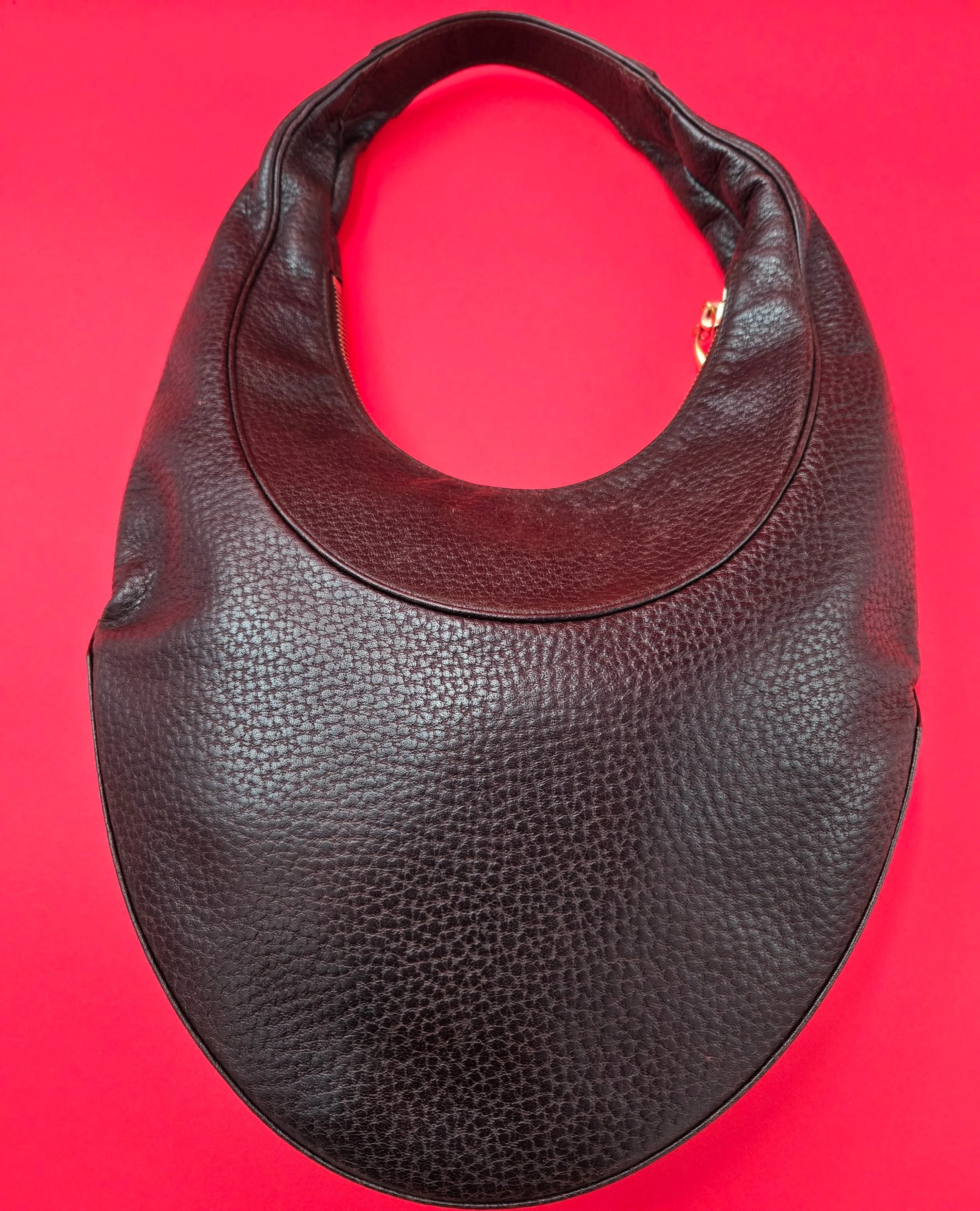 BVLGARI WOMEN'S CRESCENT SHOULDER BAG HANDBAG LEATHER color ( brown ) pre-Loved.
