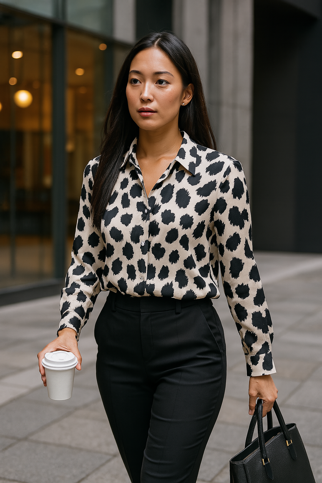 H & M LEOPARD PRINT BLOUSE New
