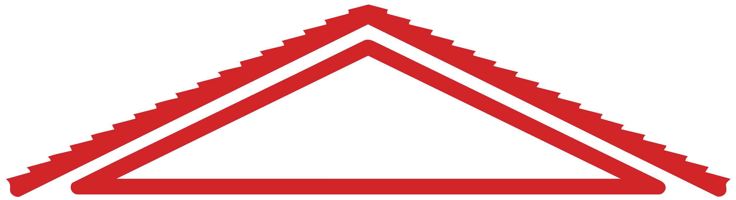 Red triangular roof trim or molding on a black background