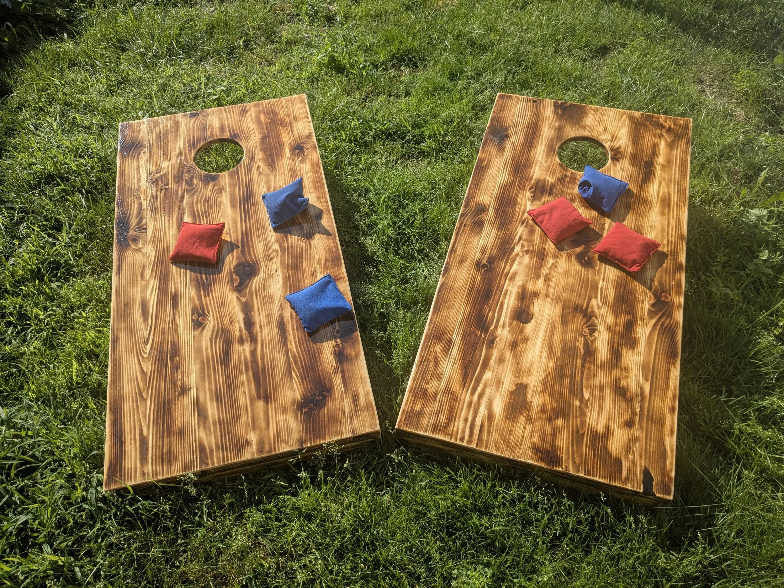 Custom Burnt Pine Cornhole Boards