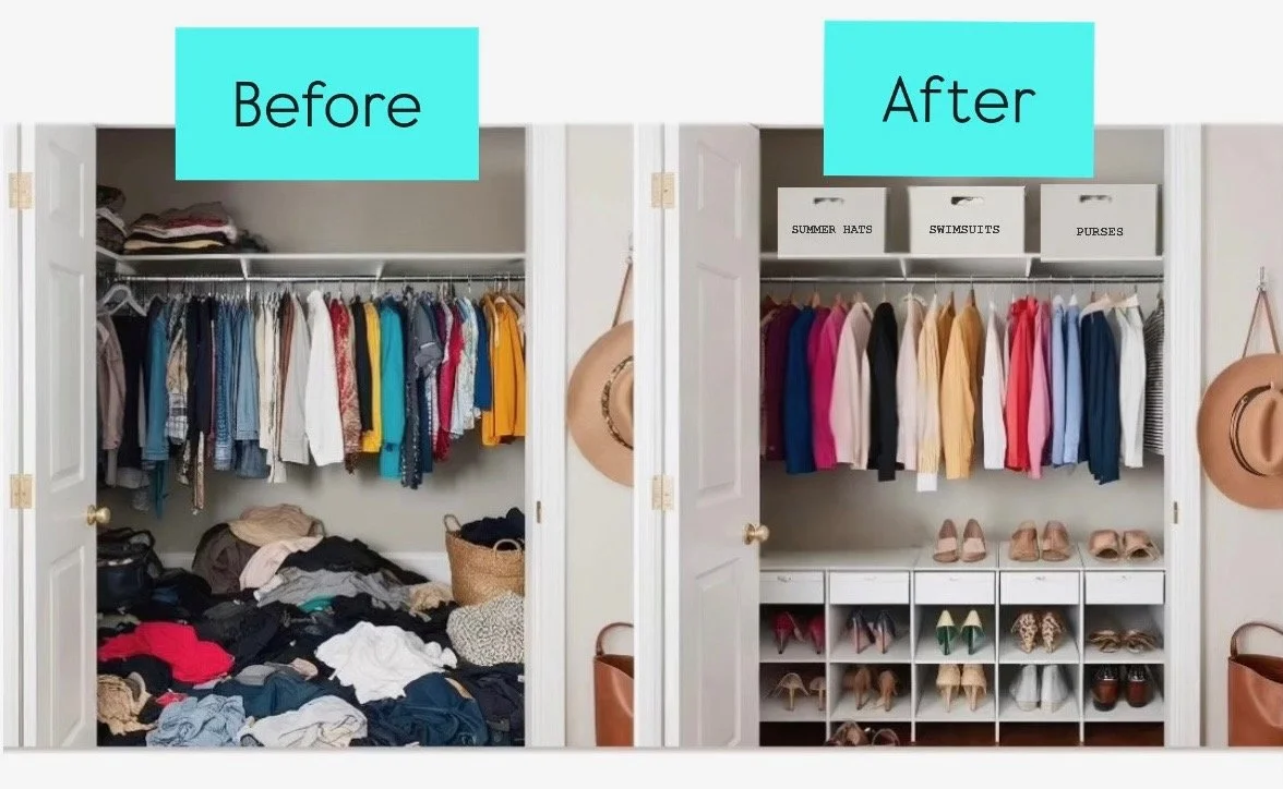 Have you purchased several of the same clothing items because you can't find anything? Creating designated spaces for your belongings can help save money and reduce stress!