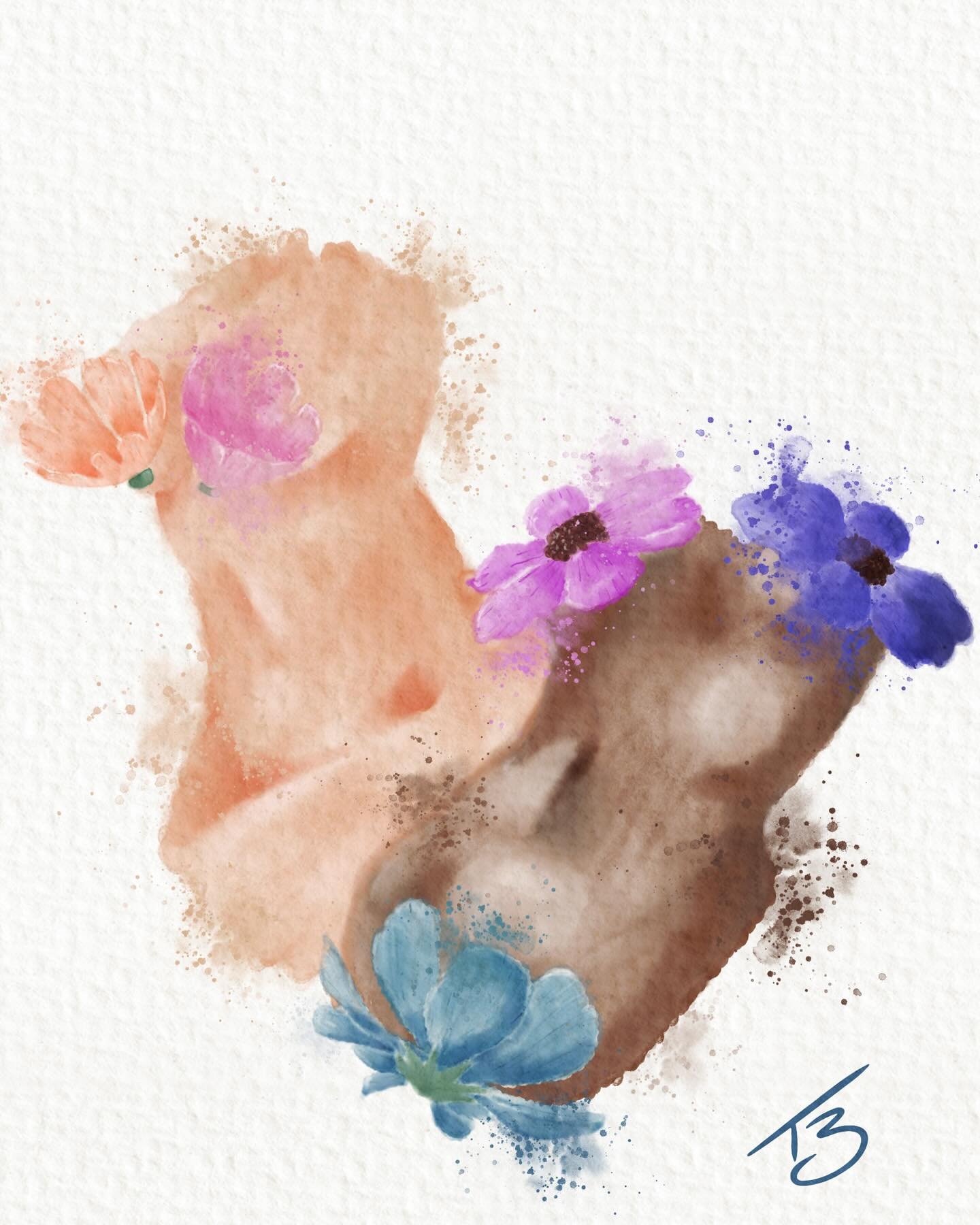 #digitalart #art #watercolor #flowers #adhd #audhd #autism #bodies #women