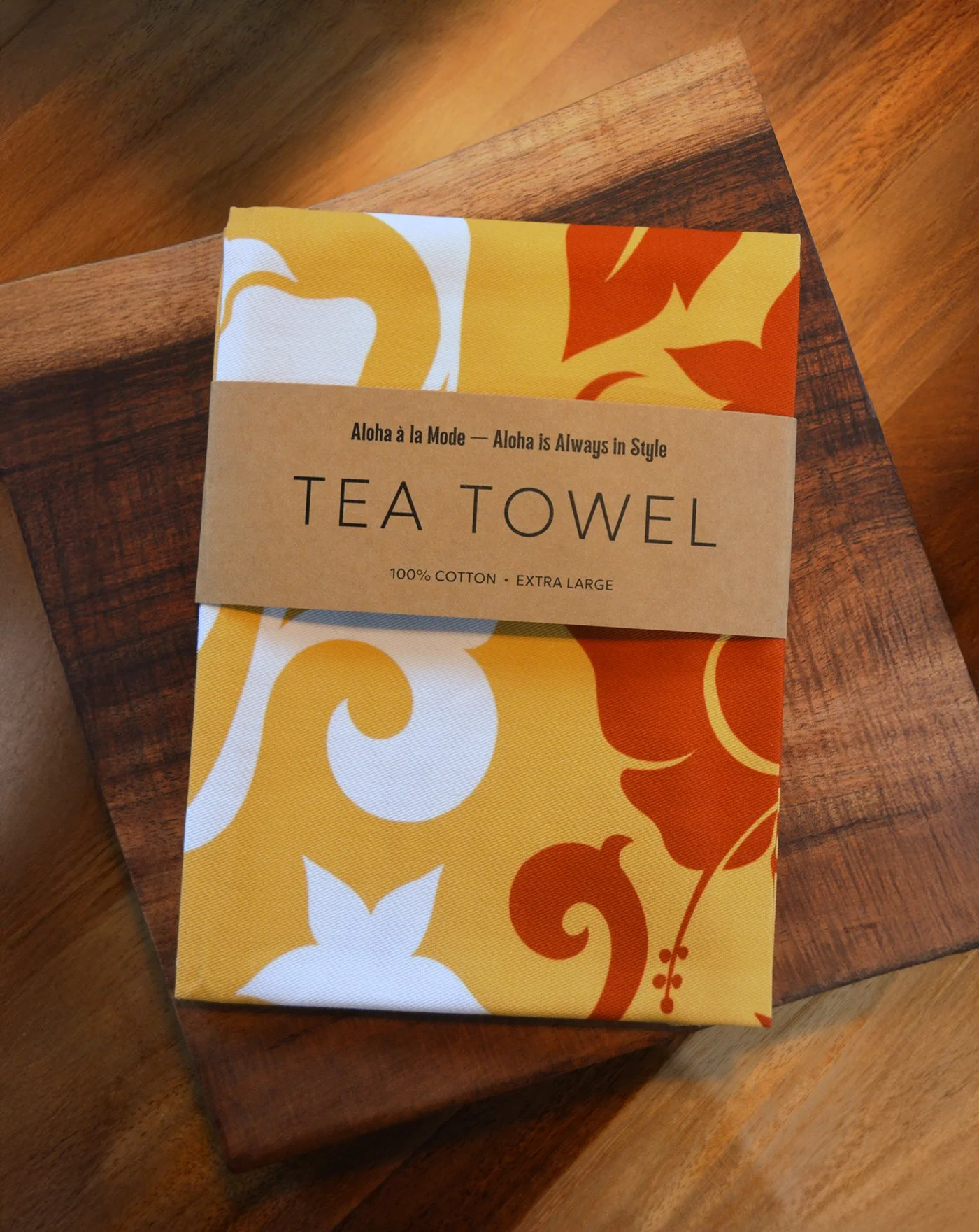 Chunky Hibiscus • Tea Towel • Rust/Mustard