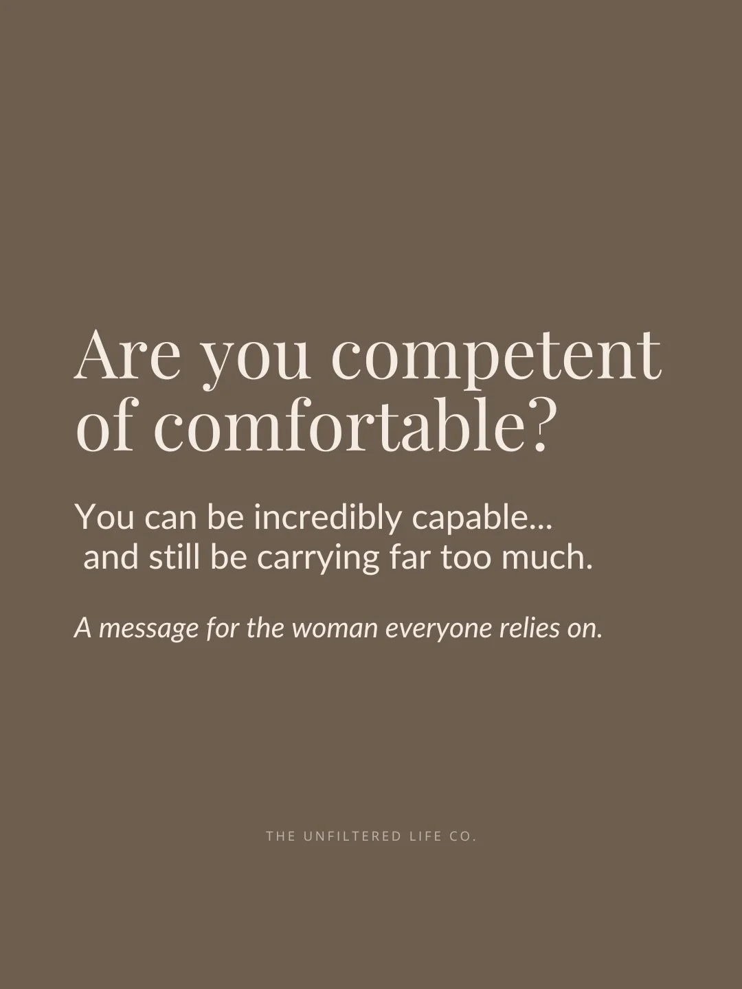 For all the competent midlife women out there ~ does this resonate? 

If so, continue reading our free substack this weekend. Comment &ldquo;COMPETENT&rdquo; for the link. 

#midlife #support #exhausted #women