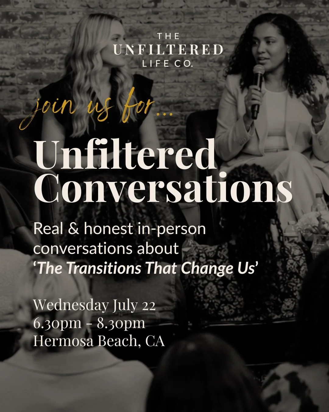 ✨ UNFILTERED CONVERSATION SERIES ✨

Real and honest conversations for women about 
&lsquo;The Transitions That Change Us&rsquo;

Starting Wednesday July 22, 2006

⏰ 6.30pm - 8.30pm

📅 Wednesday July 22 - Relationships *Booking Now*
August 26 - Paren