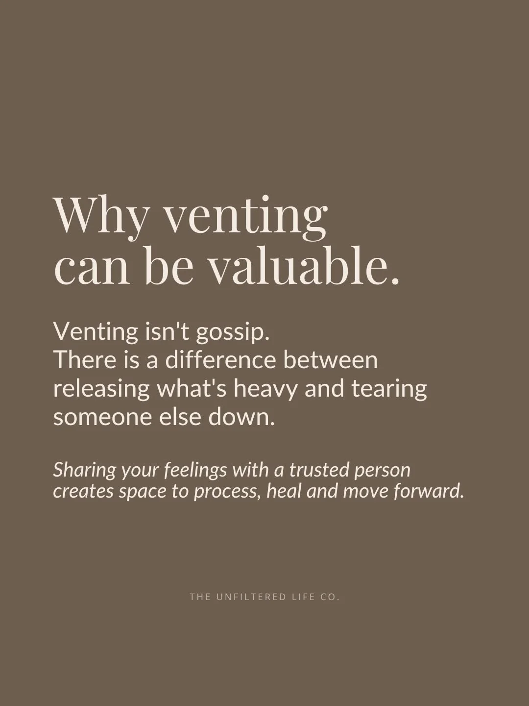 Ever notice how much lighter you feel after talking to someone you trust?

That&rsquo;s not just in your head.

This weeks article on Substack - &ldquo;Talk it Out&rdquo; we&rsquo;re talking about healthy venting and why getting your thoughts out of 