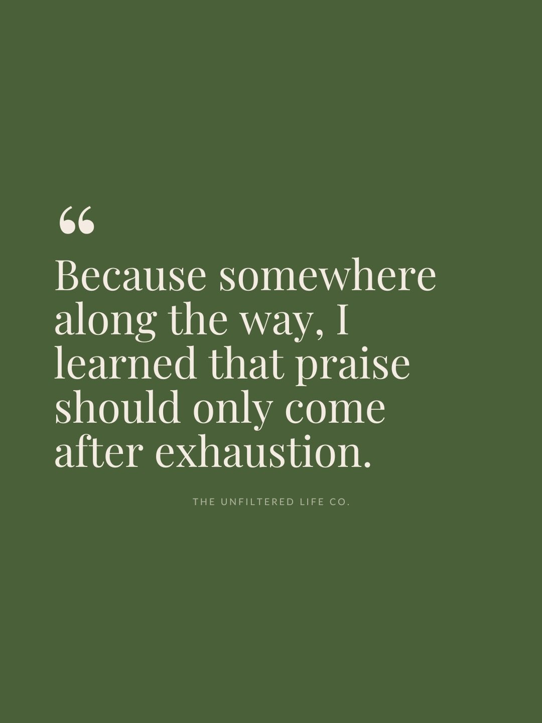 She used to believe success had to come with exhaustion. That if she wasn&rsquo;t depleted, she hadn&rsquo;t truly earned the praise.

After hosting the first Unfiltered Conversations, she found it surprisingly difficult to simply say, &ldquo;Thank y