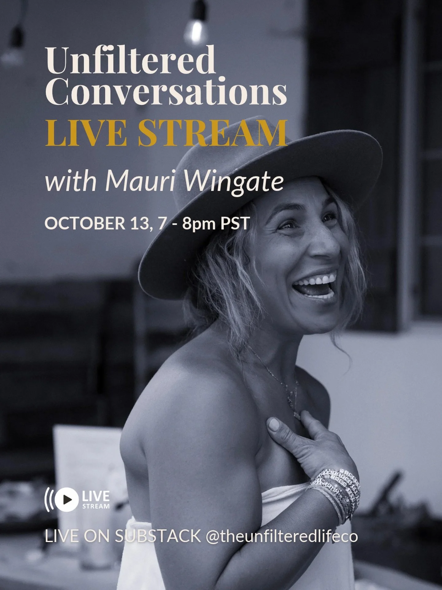 We are so excited to launch monthly Unfiltered Conversation LIVE STREAM on our Substack.

Our first livestream is October 13, from 7 &ndash; 8pm PST, and we&rsquo;re bringing the same theme from of our in-person conversation this month to the screen:
