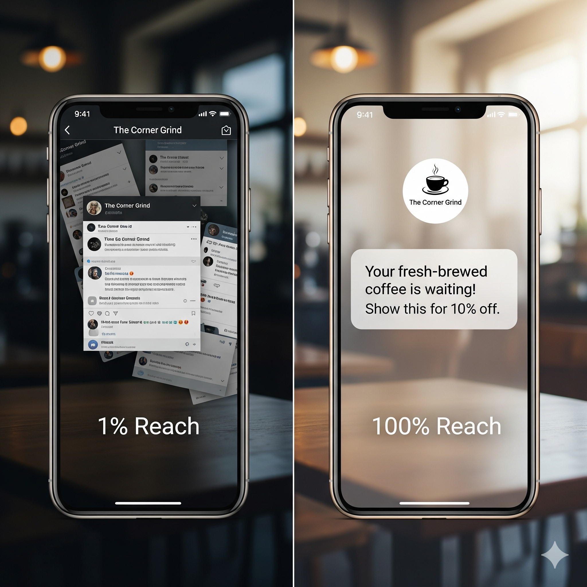 Social Media 1% reach vs IdeaMining's  Direct reach