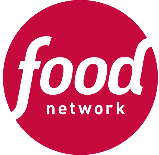 Red circular logo with white text that reads 'food network'.