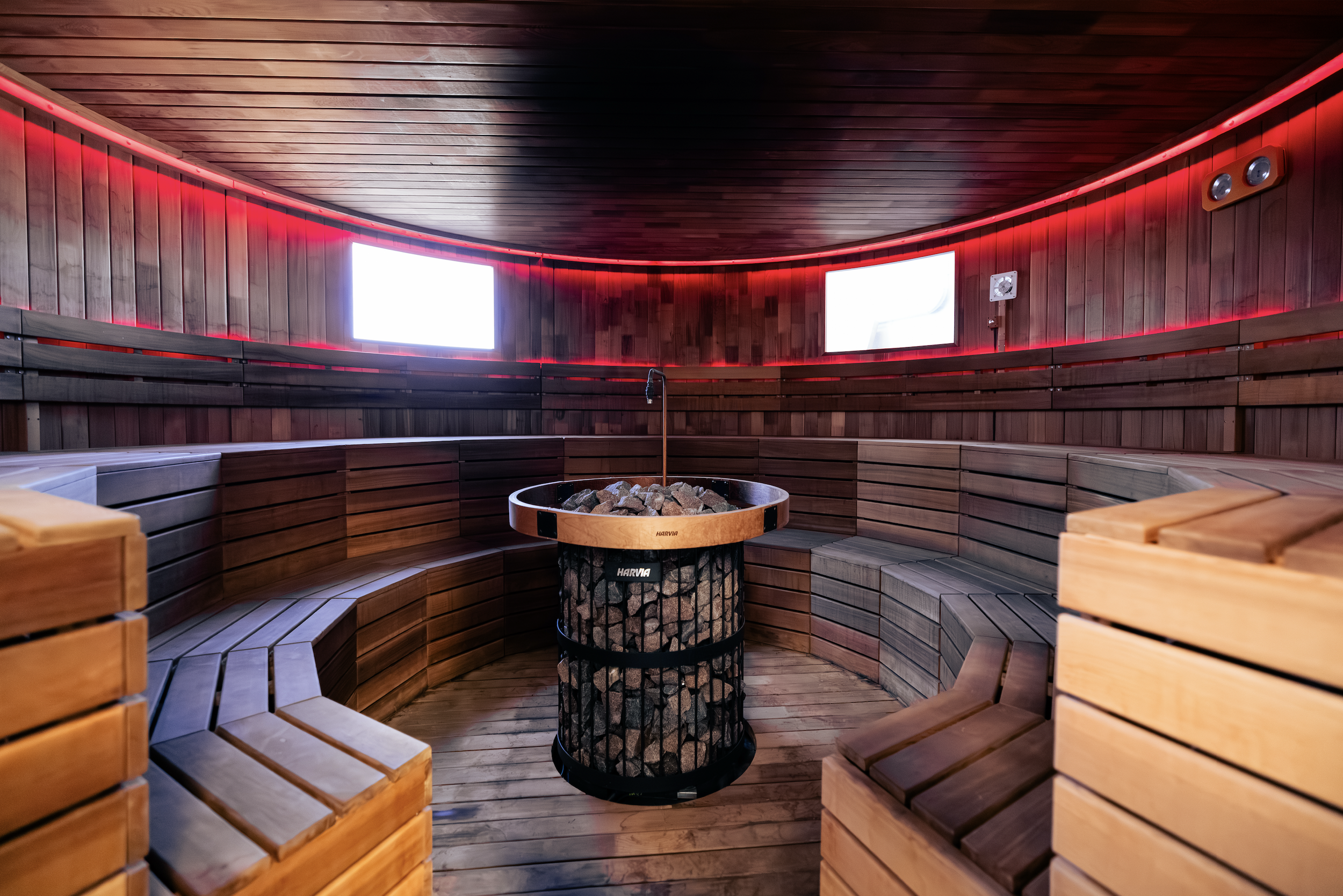 Empty campfire sauna at Recwell