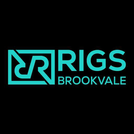 Logo for J.R. Rigs Brookvale featuring stylized initials JR inside a rectangular frame with the text 'RIGS BROOKVALE' below in turquoise.