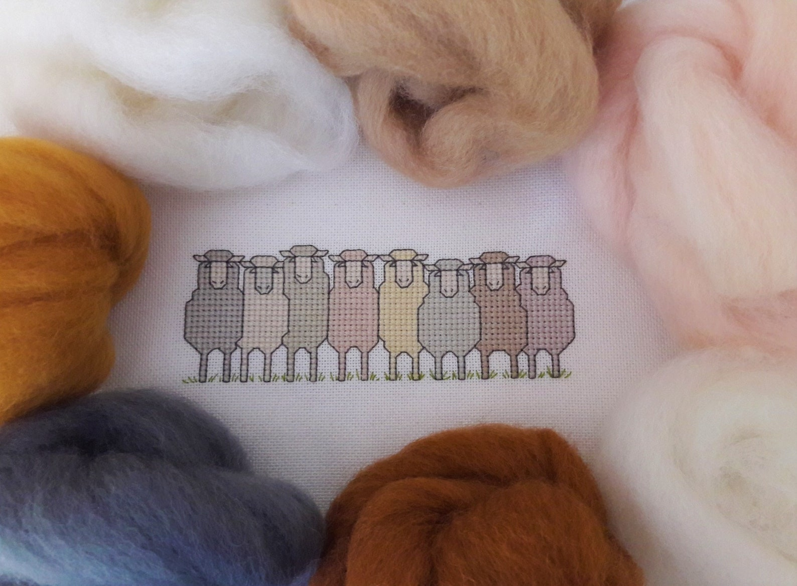 Row of Sheep cross stitch pattern by Cherry Parker