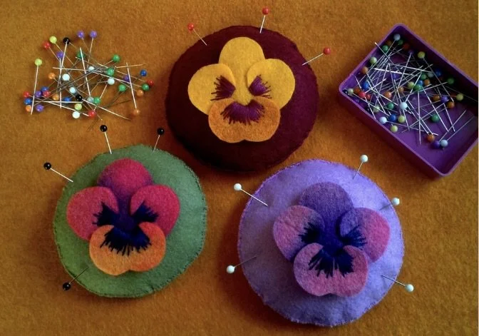 Felt Pansy pincushion  by Cherry Parker
