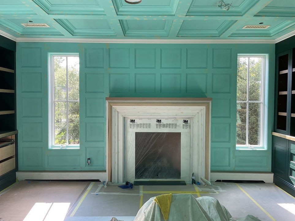 Way back spray painted room to match built ins !