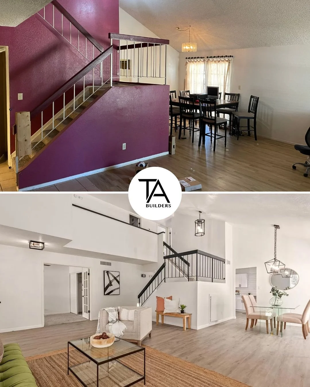 If your staircase is in the middle of the house&hellip; it better make a statement. 🪜 
 
And the statement this one started with? Let&rsquo;s just say it wasn&rsquo;t exactly a positive one. 
 
Now, it anchors the space &mdash; clean lines, open flo