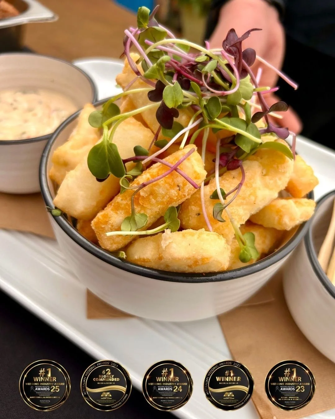 Canap&eacute; Option // Haloumi Bites | Chilli Mint Aioli

This delicious litte canap&eacute; is a banger! One of our favs!

Check out all our canap&eacute;s on our website
www.marbullcatering.com