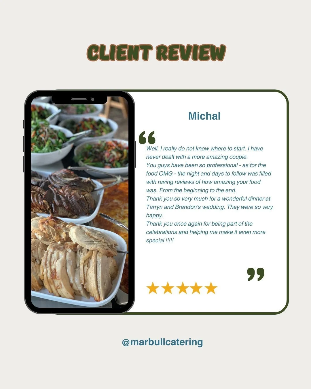 Special thanks from the family members!

www.marbullcatering.com