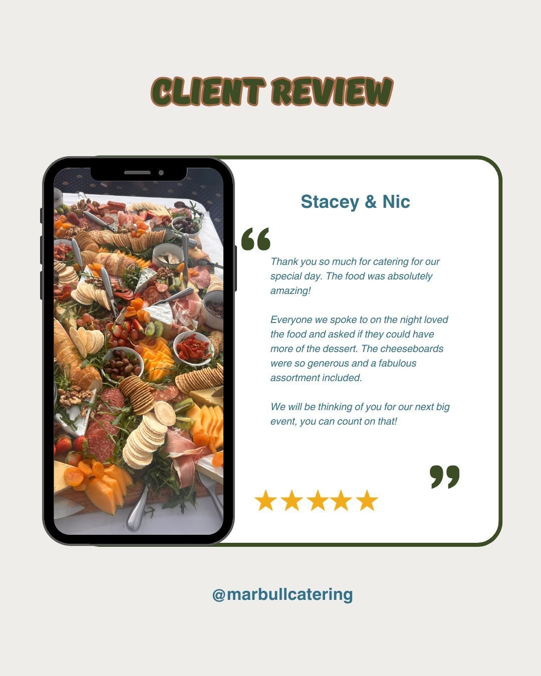 Your guests deserve the best, &amp; our clients agree!
Visit our website to enquire today.

www.marbullcatering.com