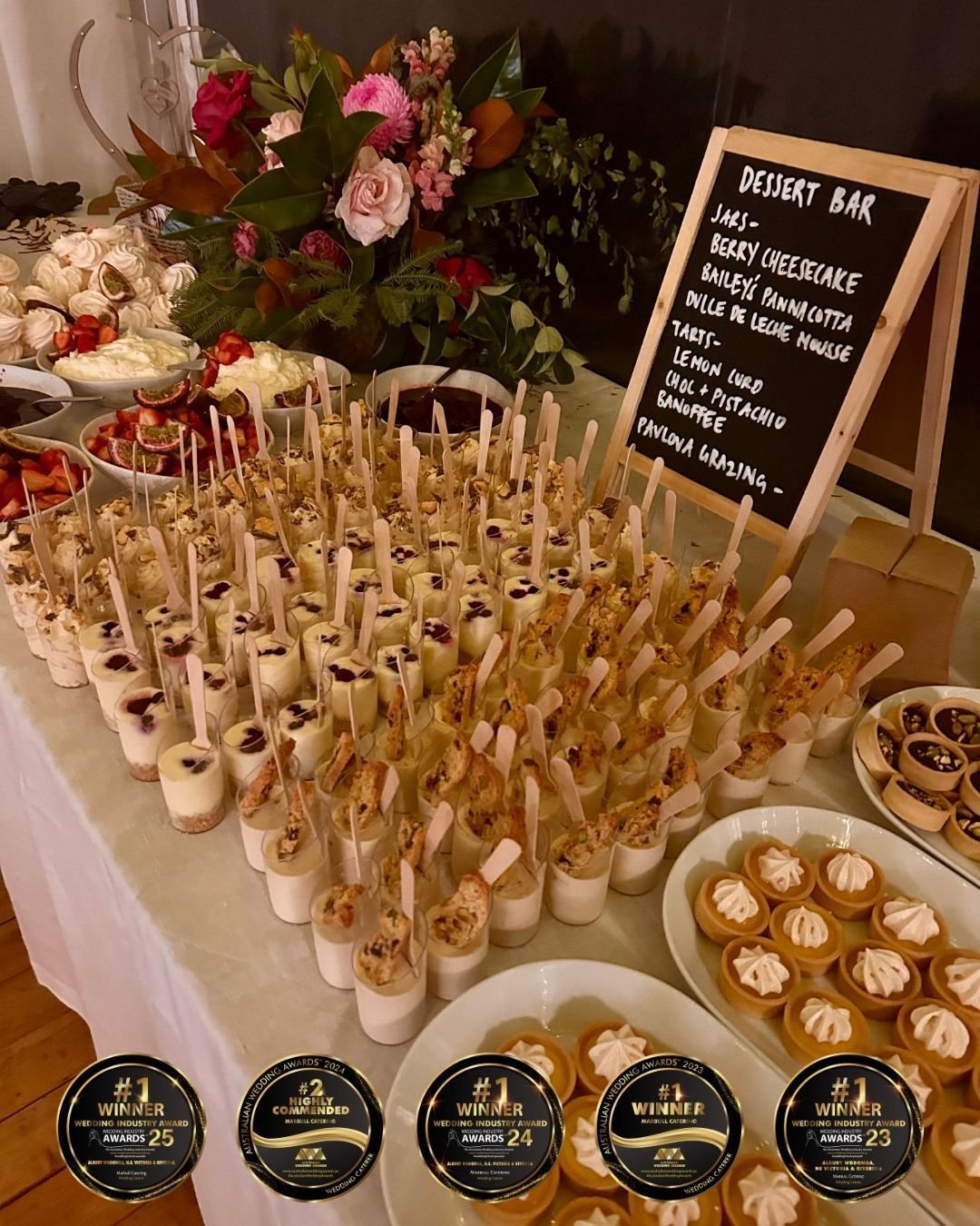 Dessert Bar // The full line up.

The perfect way to end your night of celebrations.
You can view the Dessert Bar menu on our website.

www.marbullcatering.com