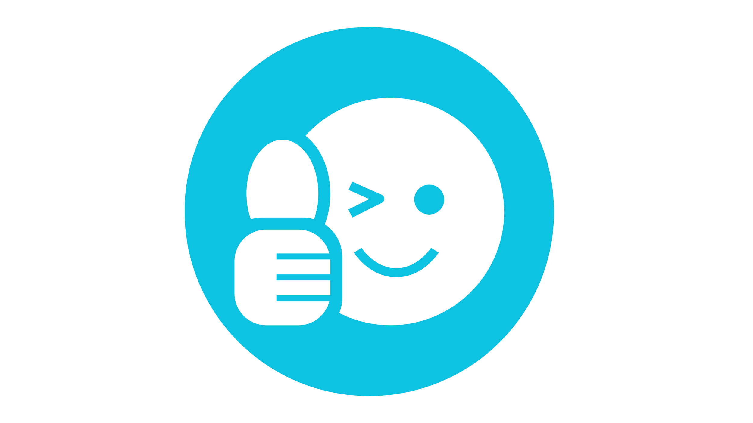 Smiley face with a thumb up, winking and giving a kiss, inside a blue circle