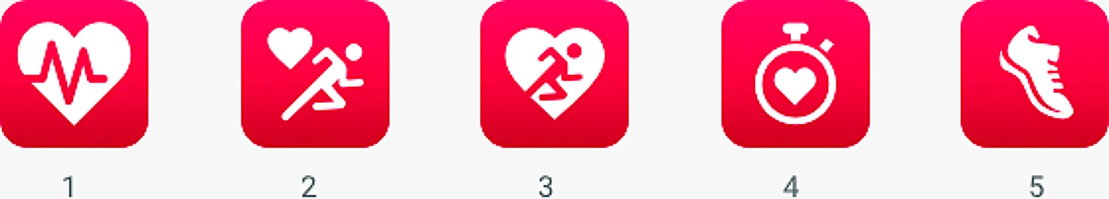 5 different ideations of HeartForm icon for the AppStore