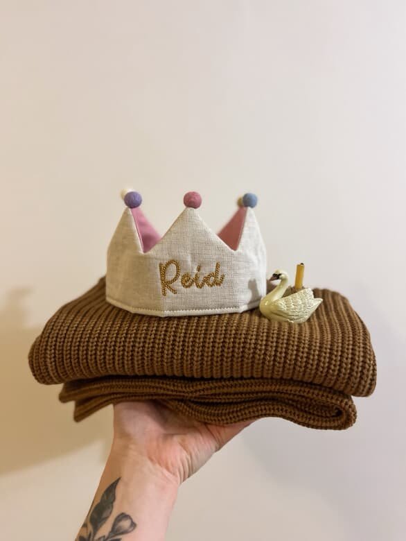 Personalised Fabric Crown, Birthday Crown, Celebration Keepsake, Customised, Personalised, Milestone (3).jpg