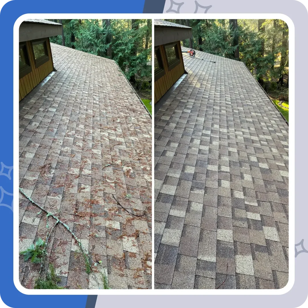 Redmond roof cleaning on a two story home