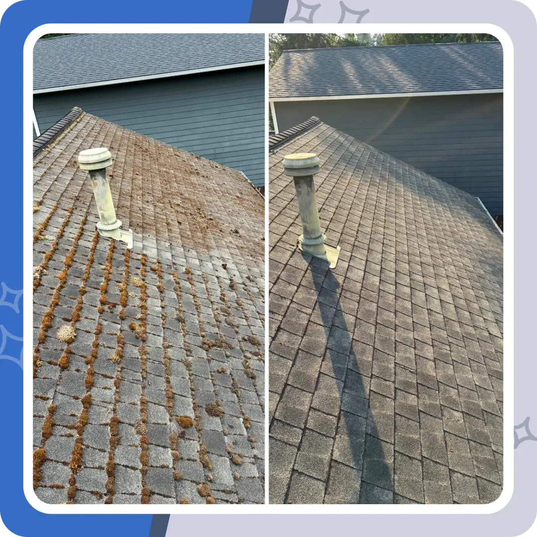 Roof cleaning on home in Renton, Washington