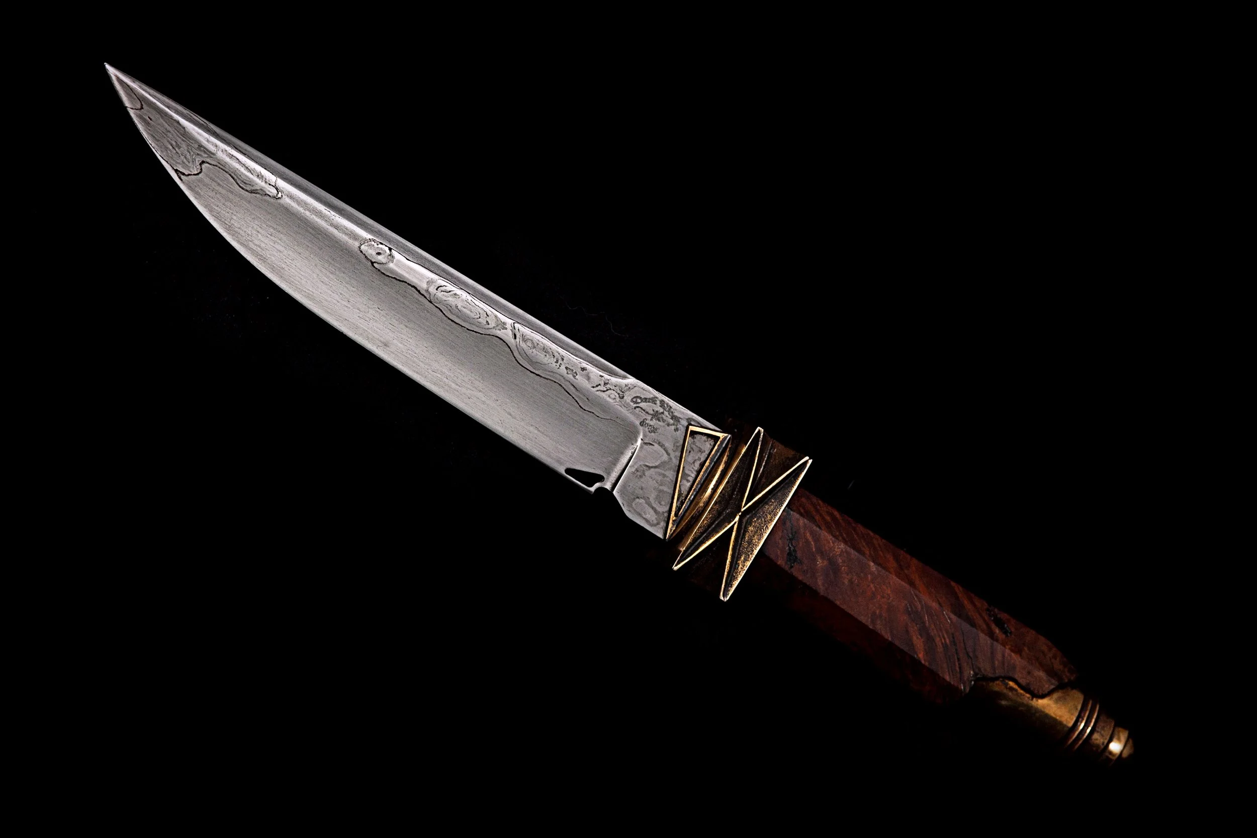 Geometry. Go-mai damascus, jarrah, bronze fittings