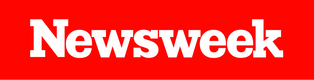 A red background with the word Newsweek written in bold white letters.