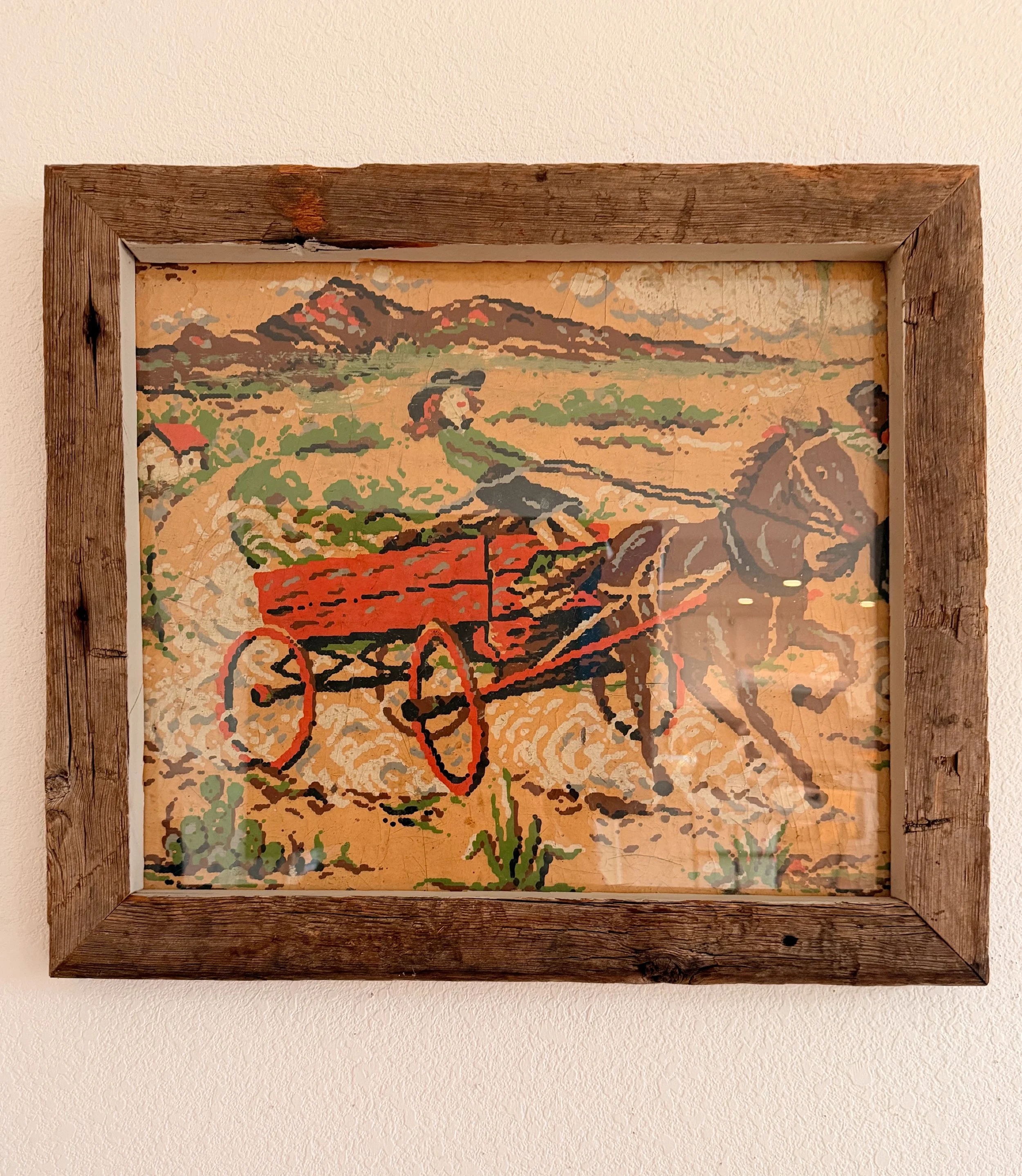 Vintage Americana Cowgirl Painting